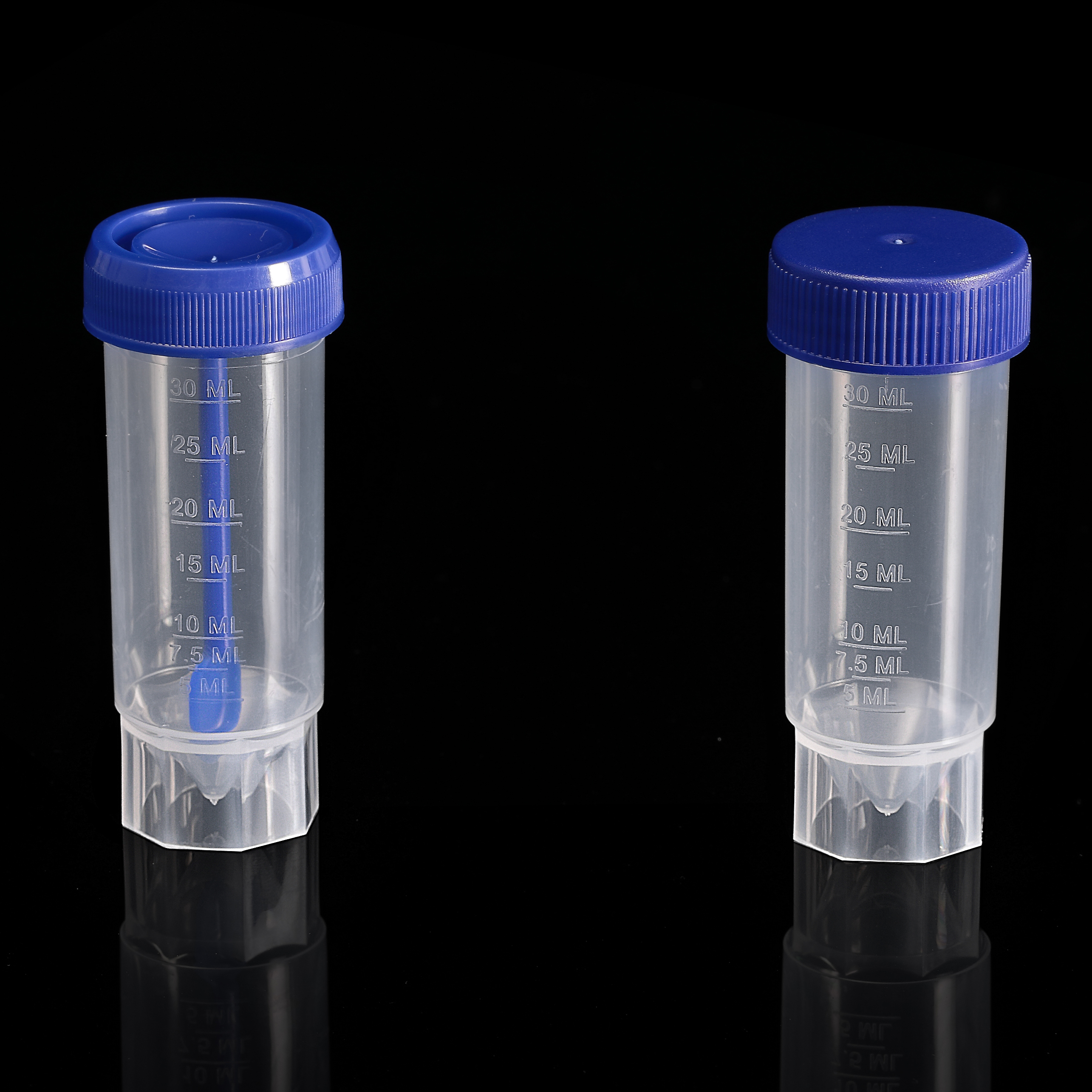 30ML Free Standing Specimen Tubes with Molded Graduation and Leakproof with or without Spoon 